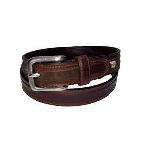 Columbia Men's Genuine Leather Belt Brown Silver Buckle Size 36